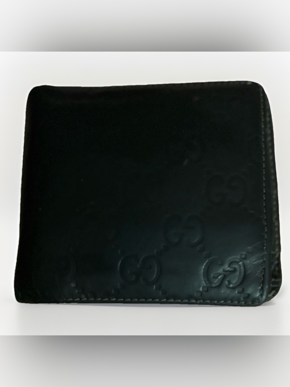 Gucci Black Embossed Leather Money Clip Wallet